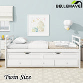 Bellemave® Twin Size Pine Wood Daybed with Trundle and Three Storage Drawers - Bellemave